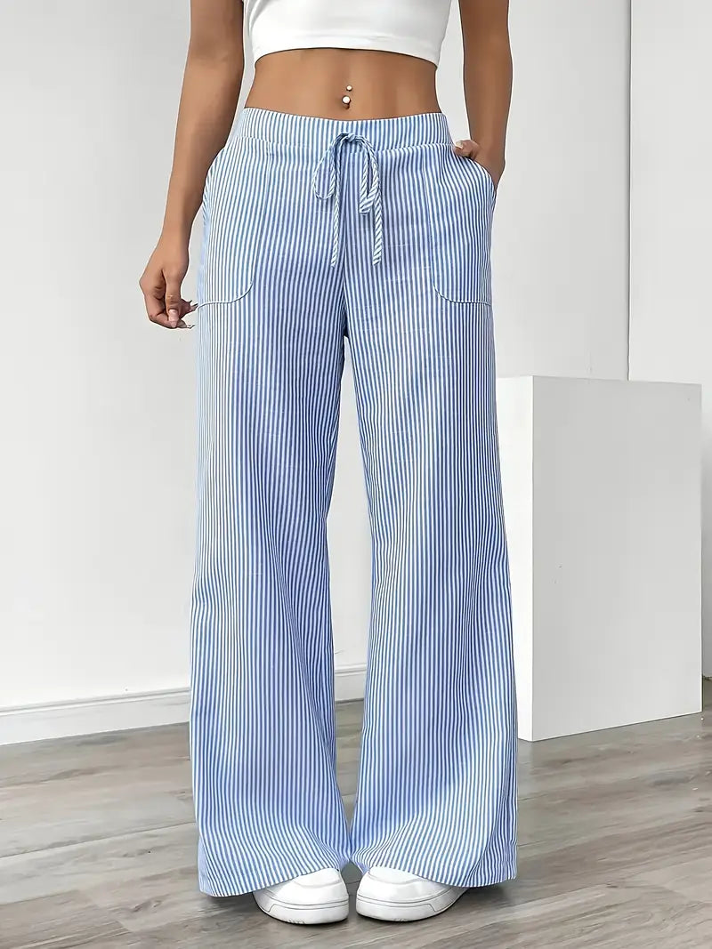 Éline™ | Pantalon Rayé Décontracté Chic