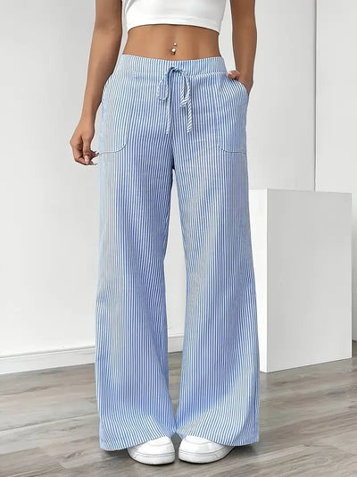 Éline™ | Pantalon Rayé Décontracté Chic