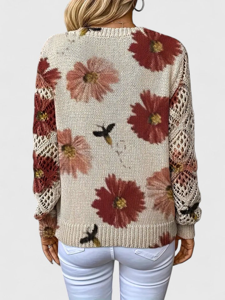 Cendrine™ | Pull en maille à fleurs