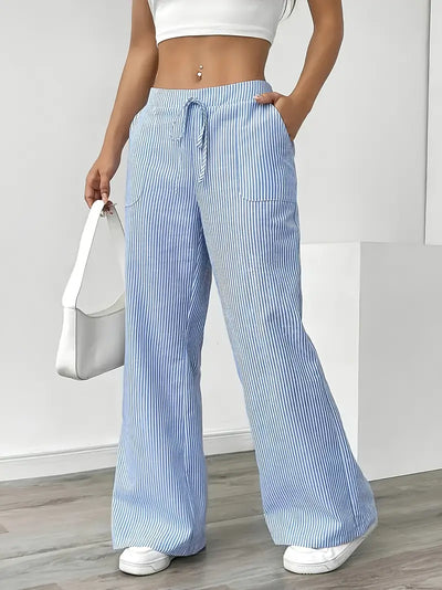 Éline™ | Pantalon Rayé Décontracté Chic