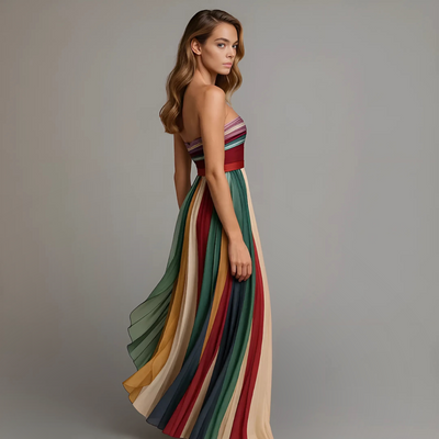 Aurélia™ | Robe Longue Plissée Sans Bretelles