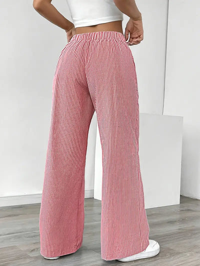 Éline™ | Pantalon Rayé Décontracté Chic