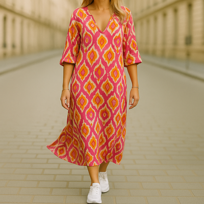 Amelia™ | Robe Midi Décontractée à Motifs Élégants