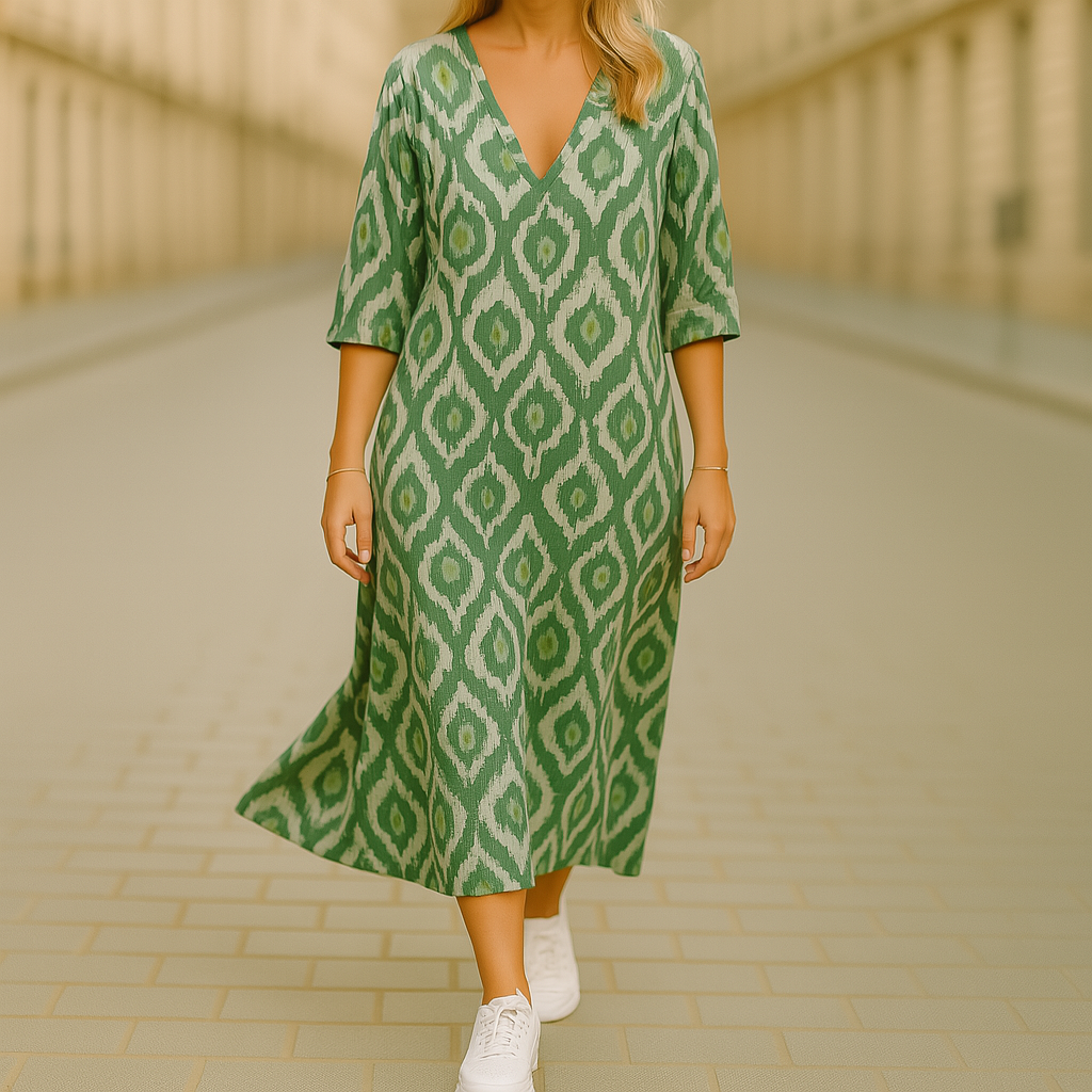 Amelia™ | Robe Midi Décontractée à Motifs Élégants