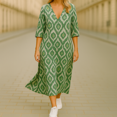 Amelia™ | Robe Midi Décontractée à Motifs Élégants