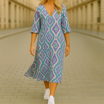 Amelia™ | Robe Midi Décontractée à Motifs Élégants