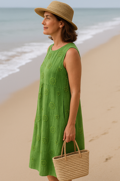 Élodie | Robe Élégante en Coton Sans Manches avec Poches