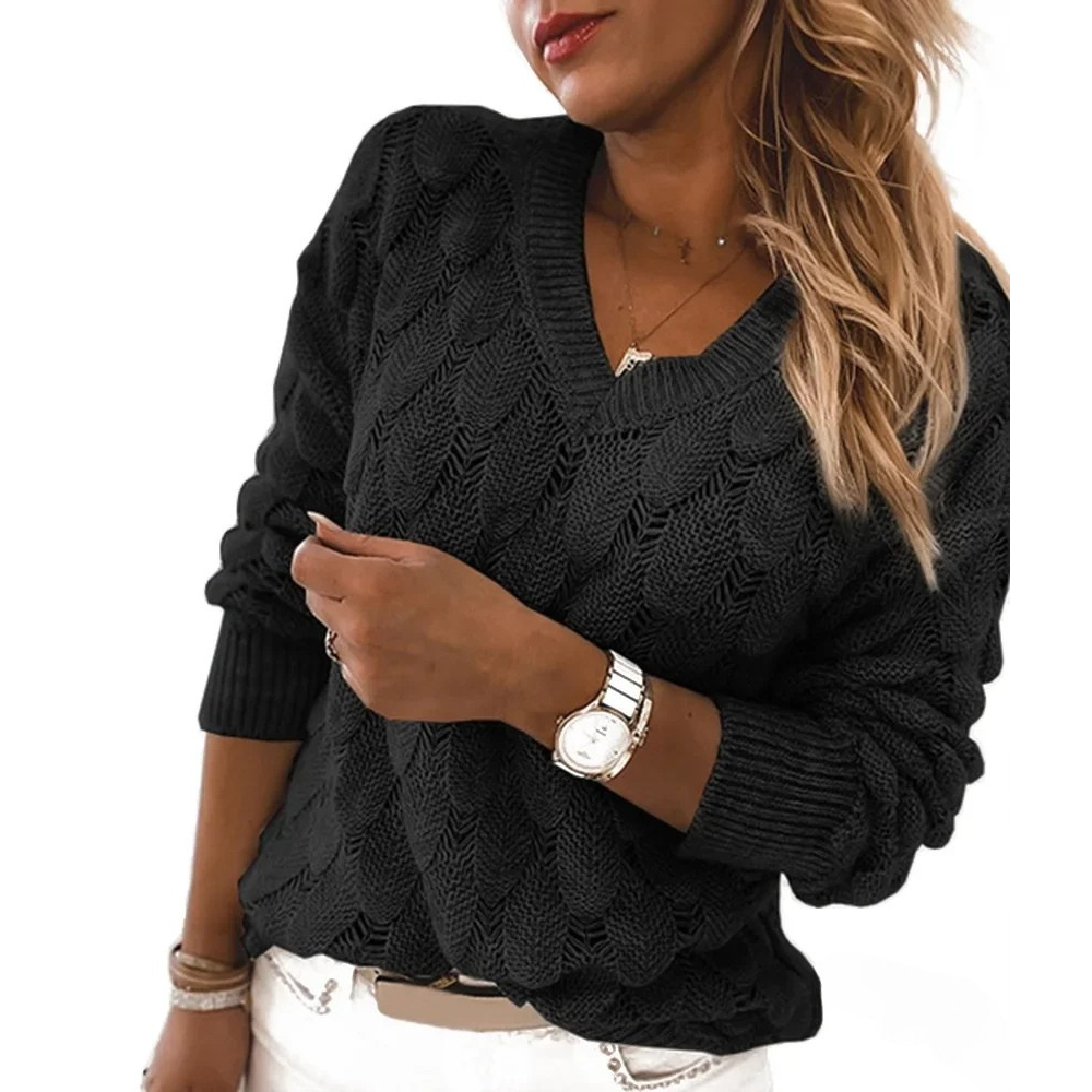 Bathilde™ | Pull Tricot Col V Ajouré