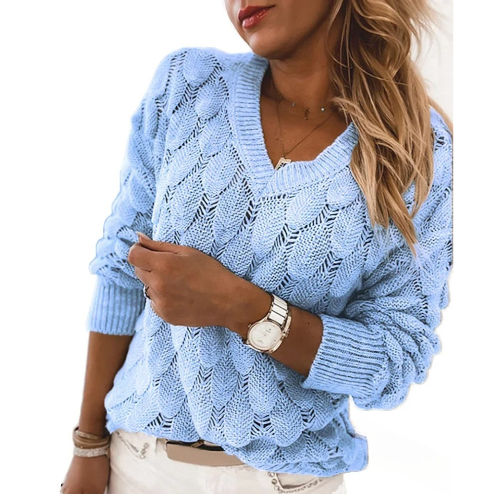 Bathilde™ | Pull Tricot Col V Ajouré