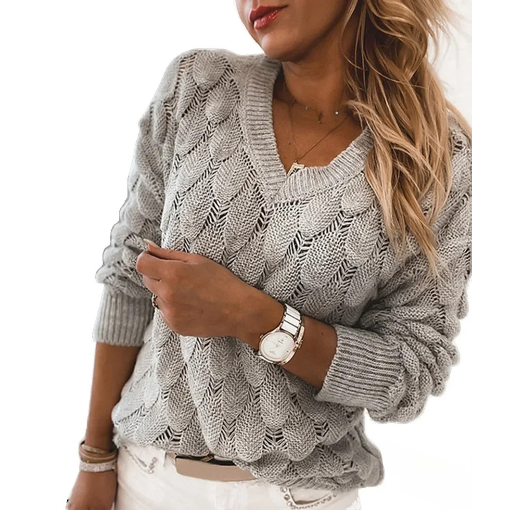 Bathilde™ | Pull Tricot Col V Ajouré