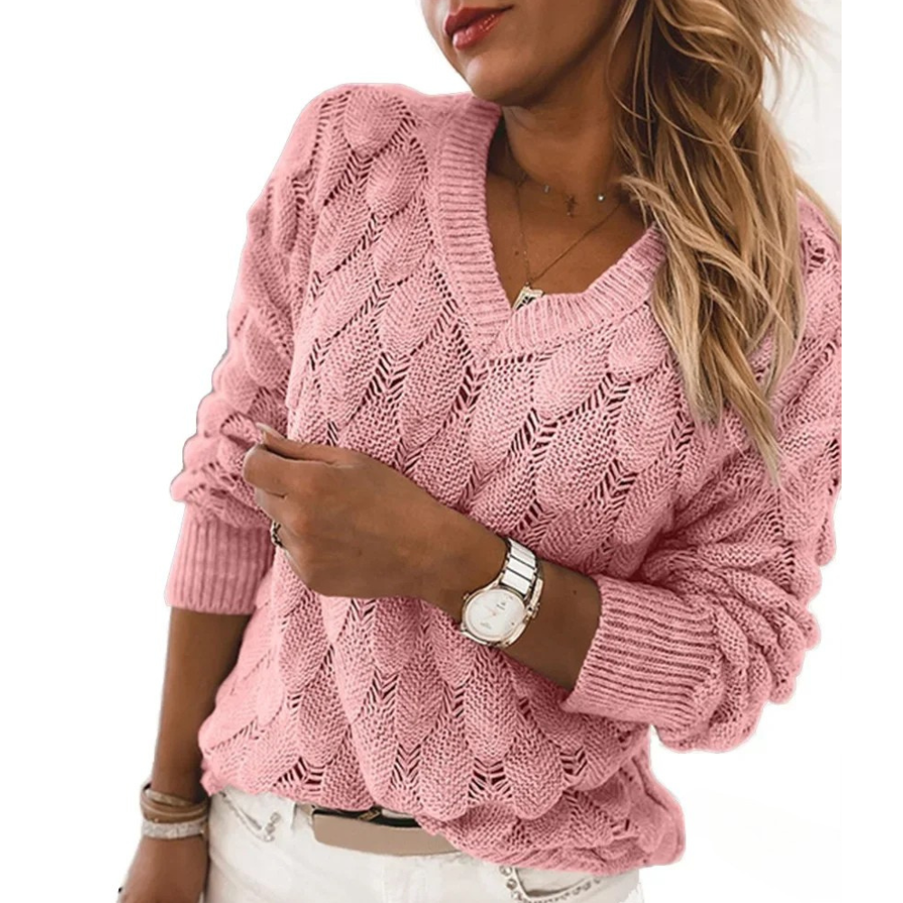 Bathilde™ | Pull Tricot Col V Ajouré