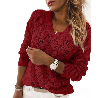 Bathilde™ | Pull Tricot Col V Ajouré