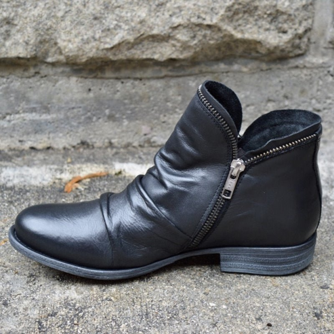 Cassiopée™ | Bottines en Cuir Souple avec Zip