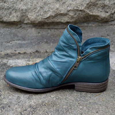 Cassiopée™ | Bottines en Cuir Souple avec Zip