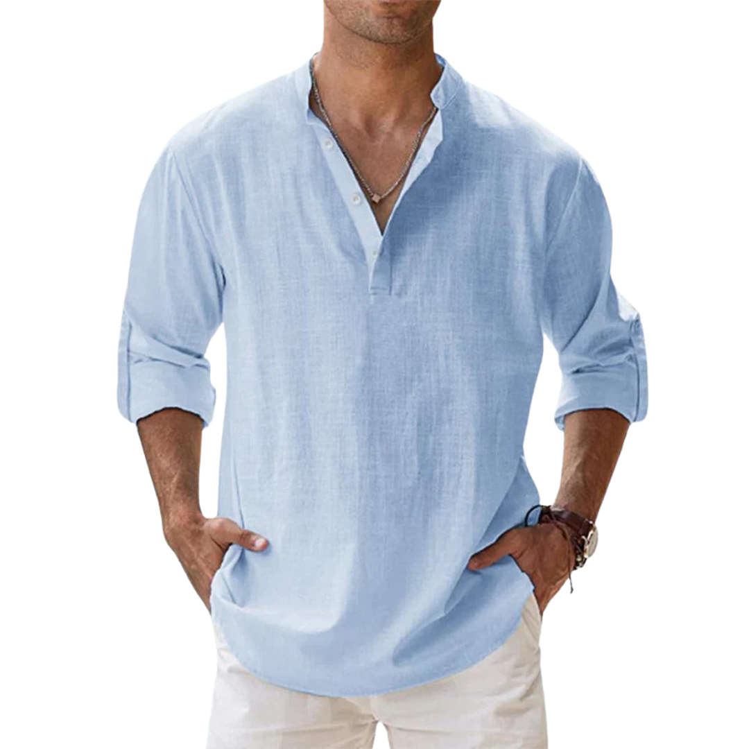 Garance™ | Chemise Col Tunisien Bleu Ciel