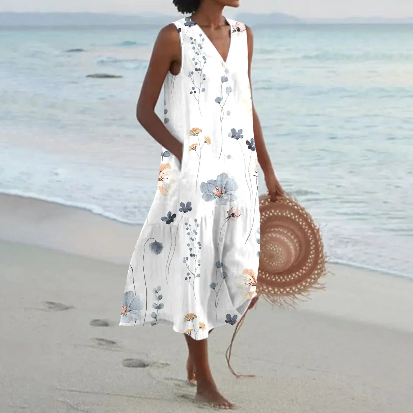 Noélie™ | Robe D'été Sans Manches À Imprimé Floral