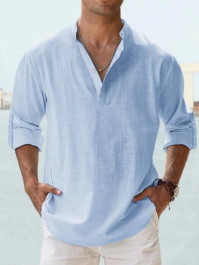 Garance™ | Chemise Col Tunisien Bleu Ciel