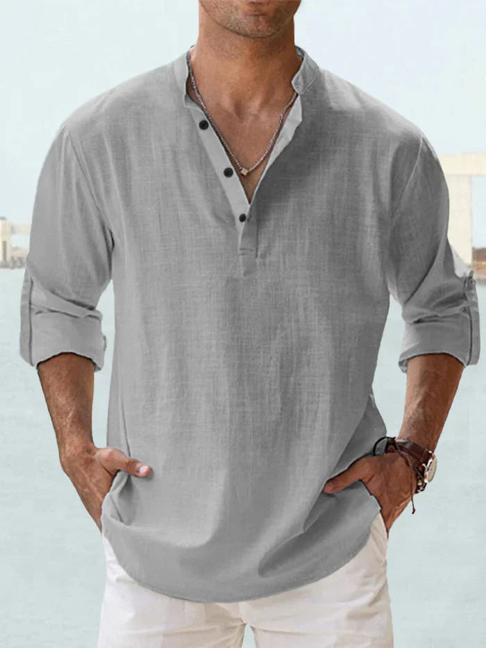 Garance™ | Chemise Col Tunisien Bleu Ciel