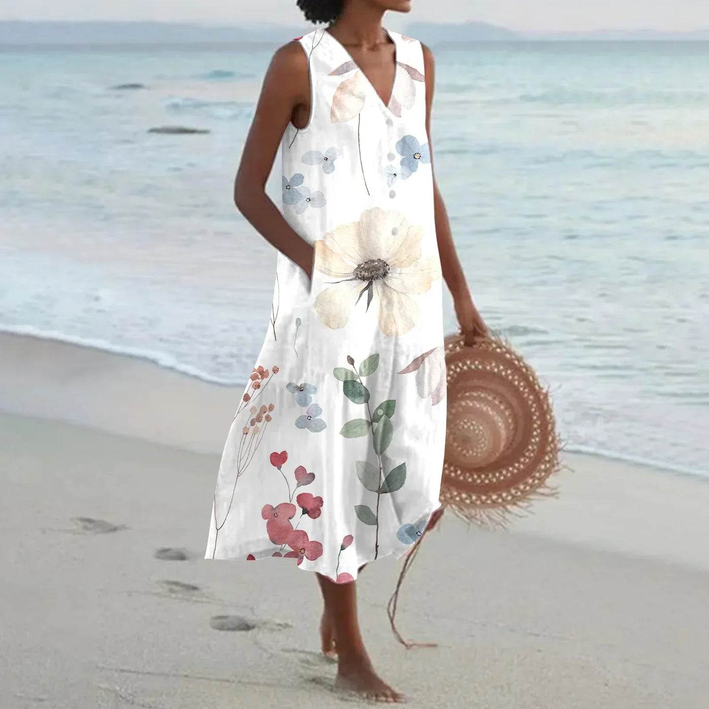 Noélie™ | Robe D'été Sans Manches À Imprimé Floral