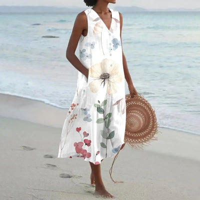 Noélie™ | Robe D'été Sans Manches À Imprimé Floral