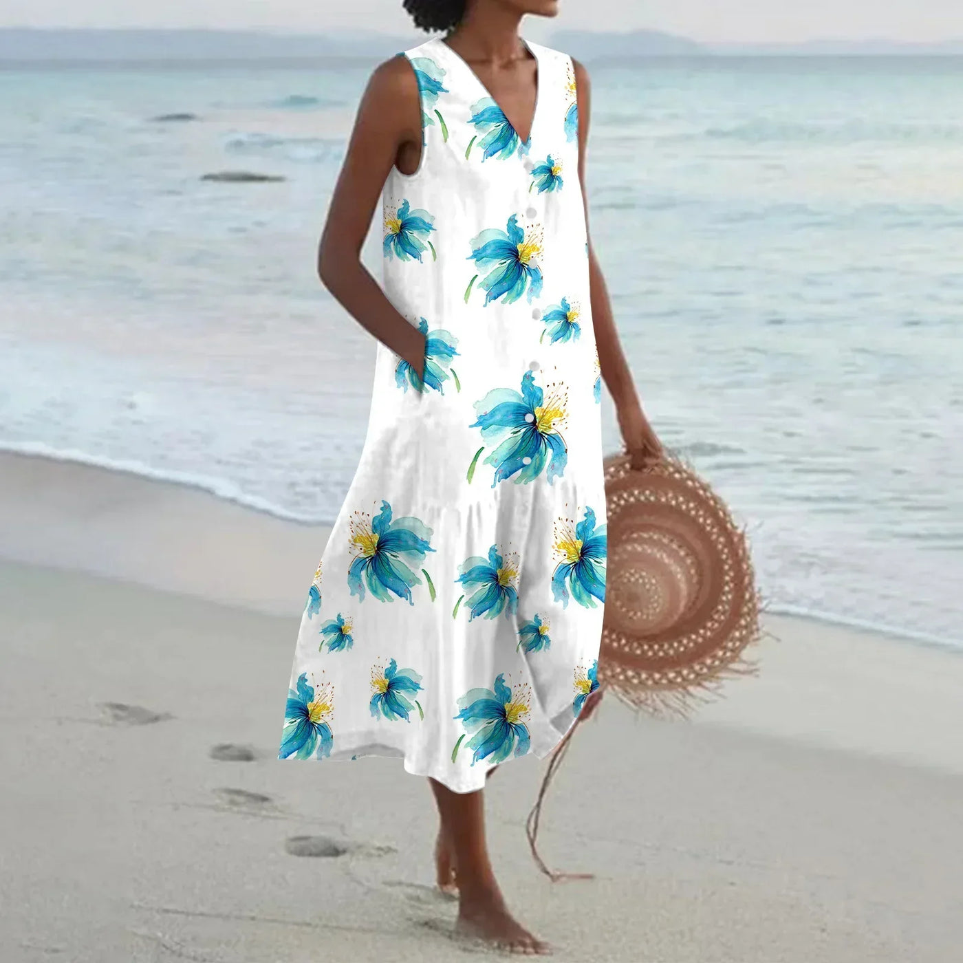 Noélie™ | Robe D'été Sans Manches À Imprimé Floral