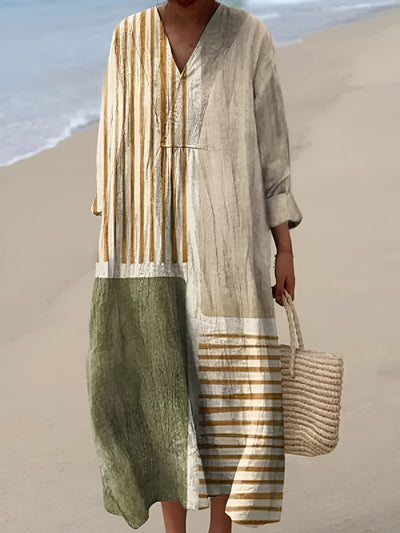 Anaïs™ | Robe Longue Patchwork Élégance Naturelle