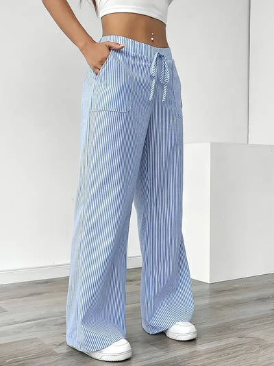 Éline™ | Pantalon Rayé Décontracté Chic