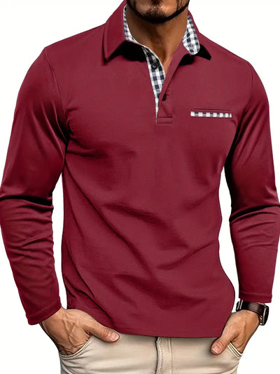 Axton™ | Polo manches longues à col contrasté