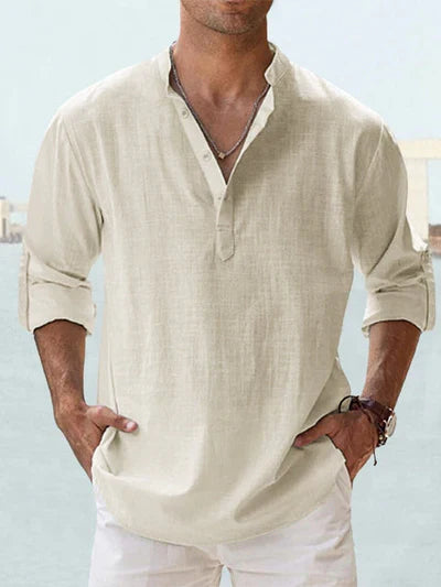 Garance™ | Chemise Col Tunisien Bleu Ciel