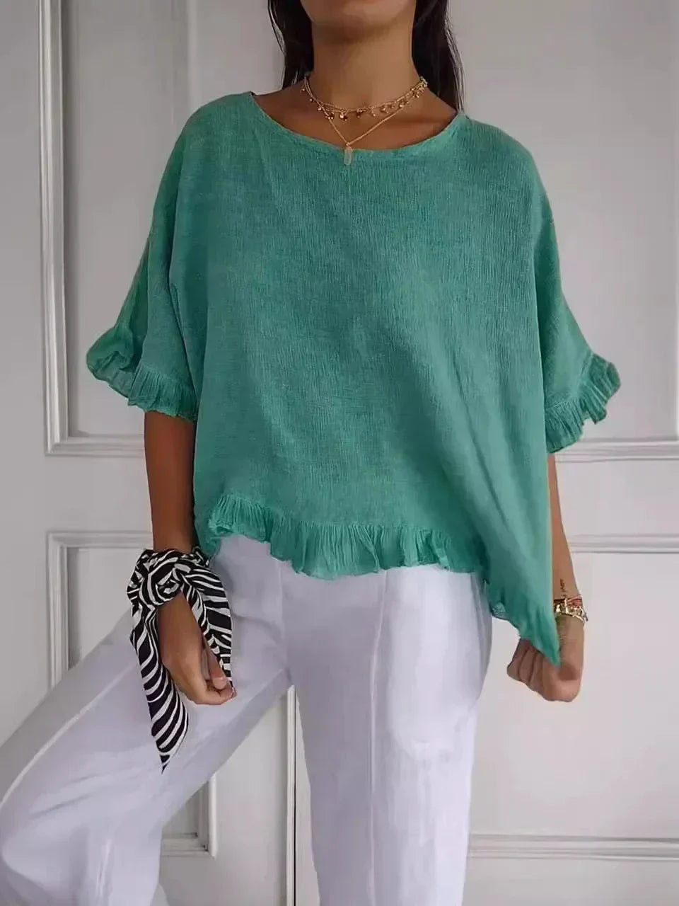 Luna | Blouse en lin de coton à volants