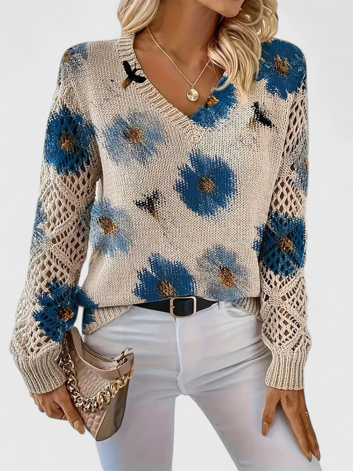 Cendrine™ | Pull en maille à fleurs