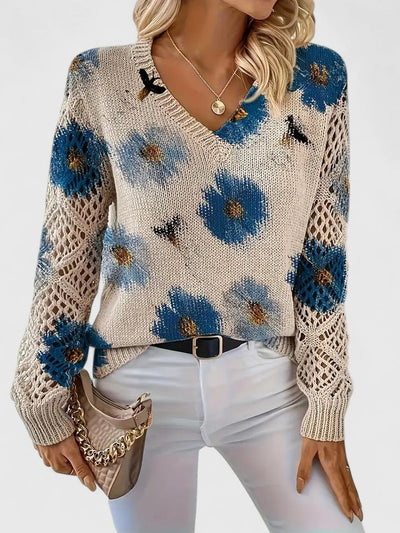 Cendrine™ | Pull en maille à fleurs