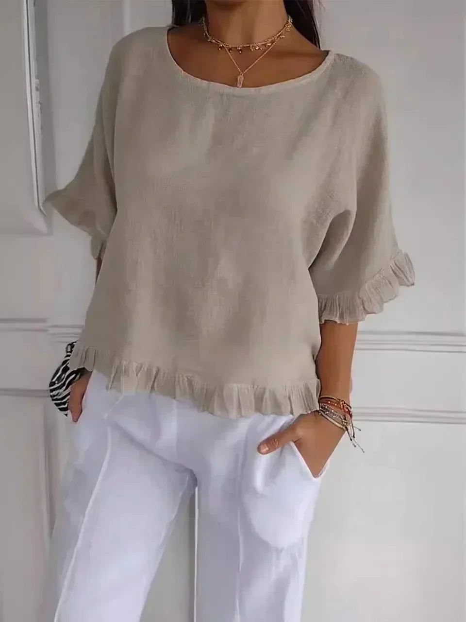 Luna | Blouse en lin de coton à volants