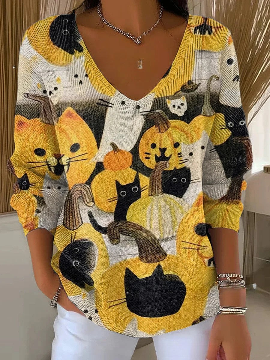 Noémie™ | Pull Imprimé à Col en V