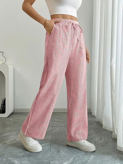 Éline™ | Pantalon Rayé Décontracté Chic