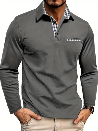 Axton™ | Polo manches longues à col contrasté