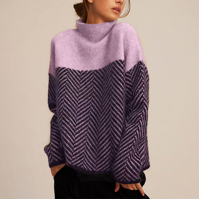 Gaëtane™ | Pull col montant à motifs chevrons