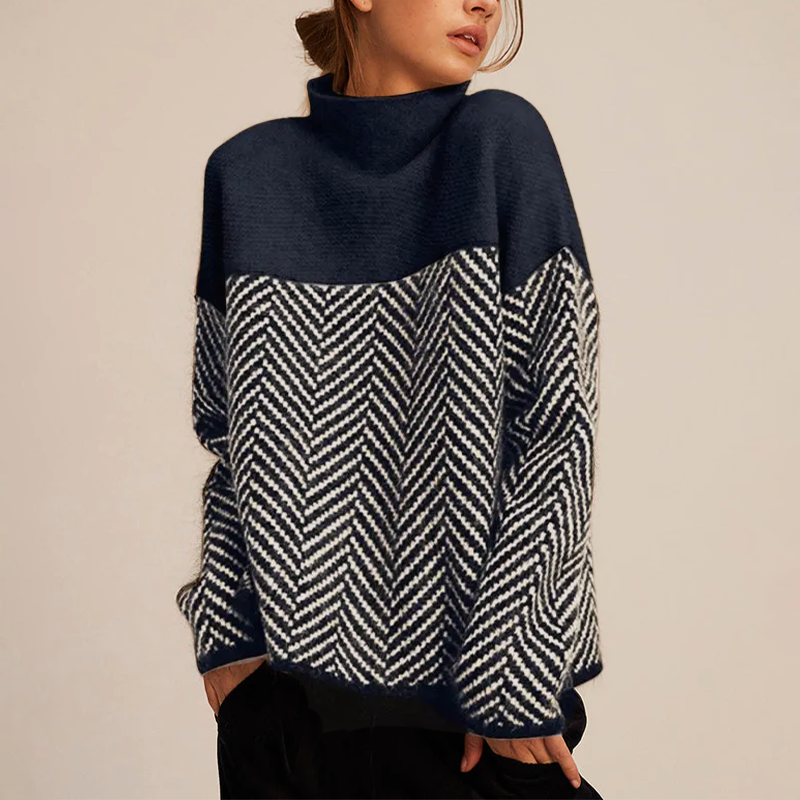 Gaëtane™ | Pull col montant à motifs chevrons