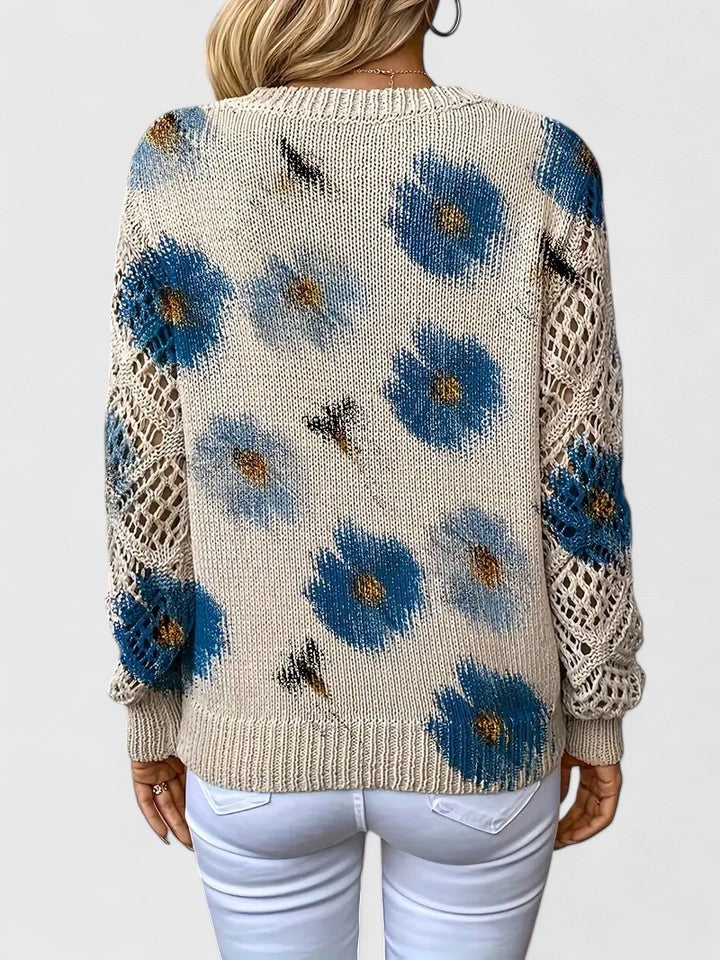 Cendrine™ | Pull en maille à fleurs