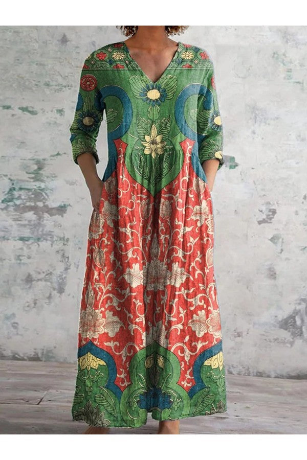 Ysaline™ | Robe Longue Bohème à Motifs Colorés