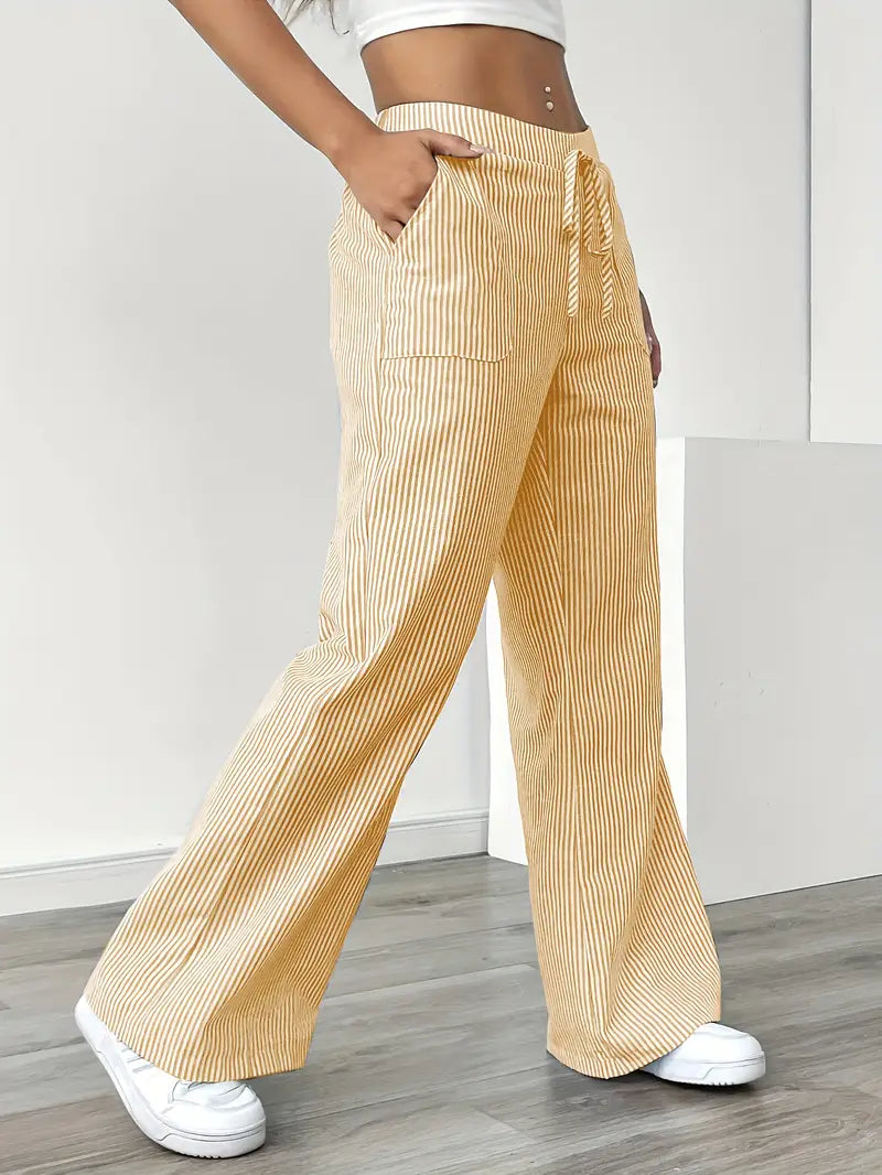Éline™ | Pantalon Rayé Décontracté Chic