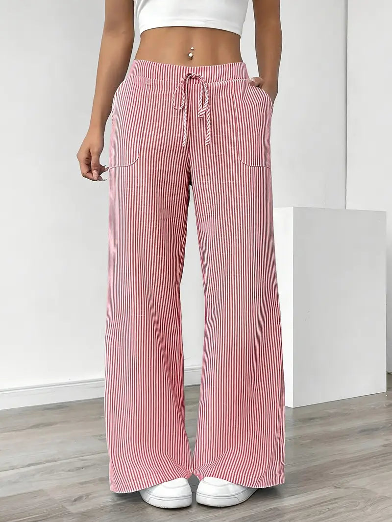 Éline™ | Pantalon Rayé Décontracté Chic