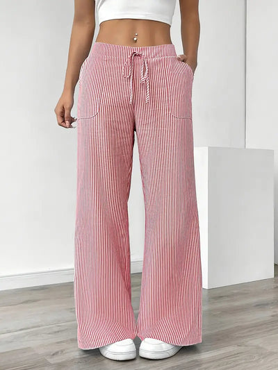 Éline™ | Pantalon Rayé Décontracté Chic
