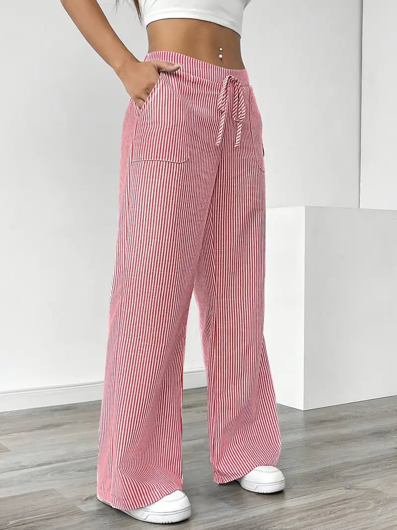 Éline™ | Pantalon Rayé Décontracté Chic