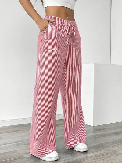 Éline™ | Pantalon Rayé Décontracté Chic