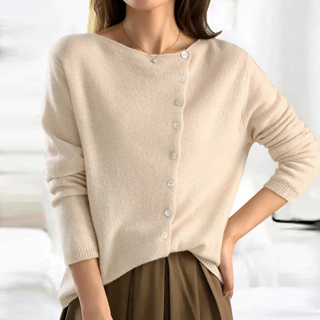 Floriane™ | Pull élégant à boutons asymétriques