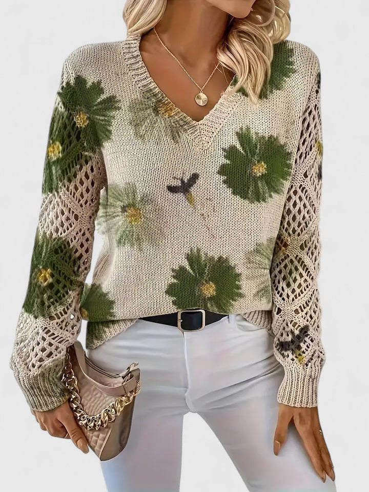 Cendrine™ | Pull en maille à fleurs
