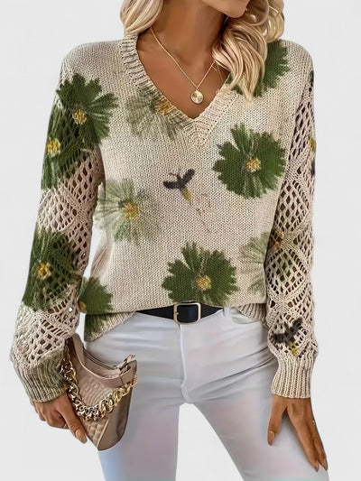Cendrine™ | Pull en maille à fleurs