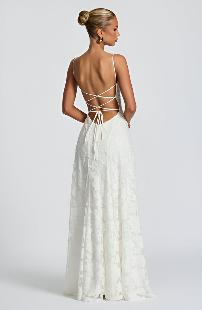 Isaline™ | Robe longue corset en dentelle