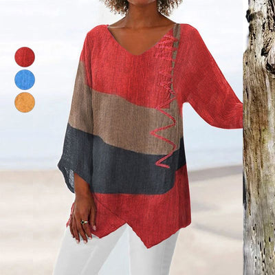 Célestine™ | Blouse Asymétrique Color Block